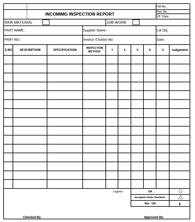 Incoming Inspection Format