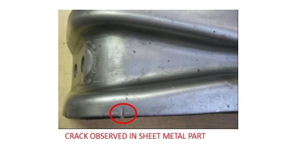 Crack in sheet metal part